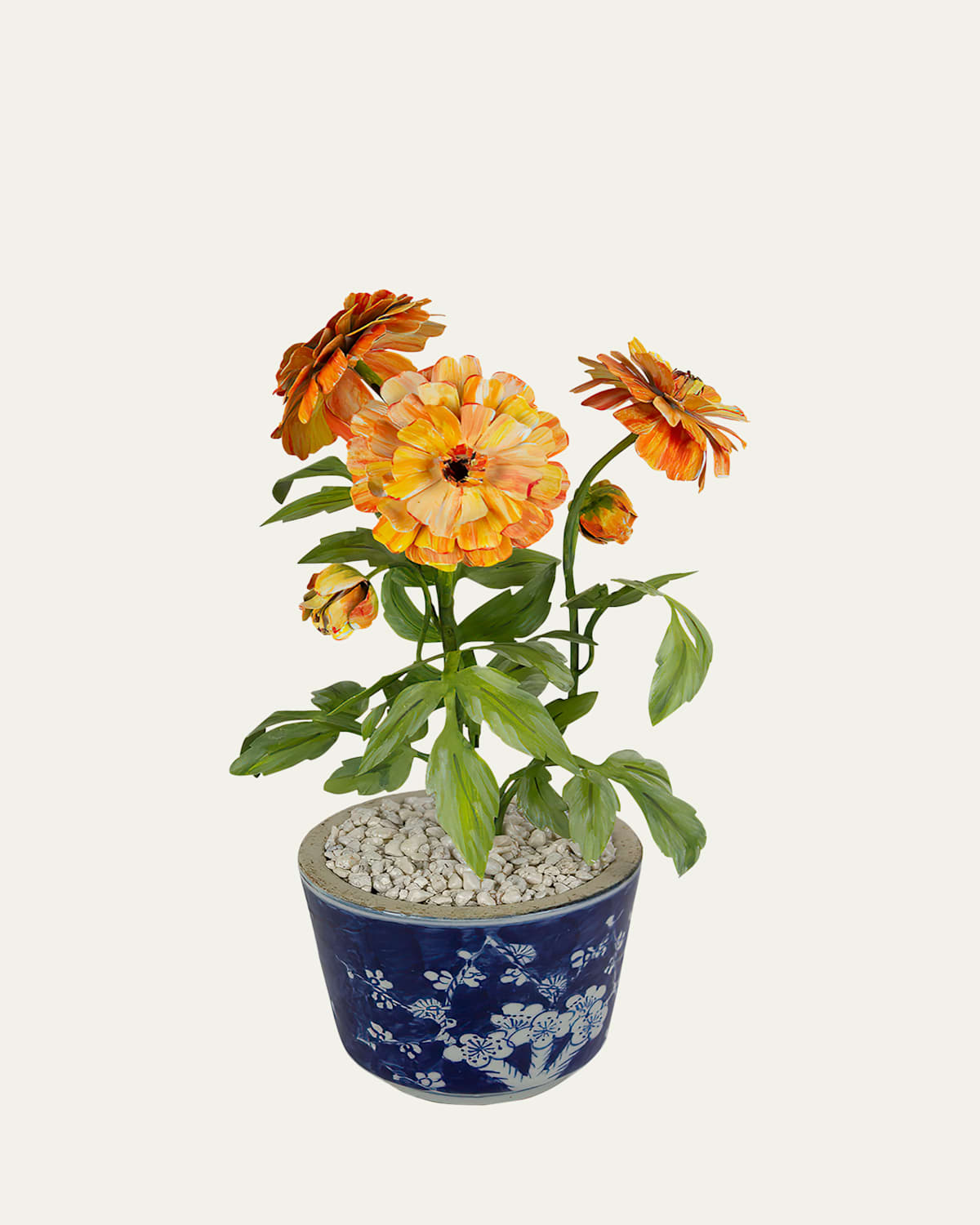 Tommy Mitchell Marigold October Birth Flower In Ceramic Pot In Orange