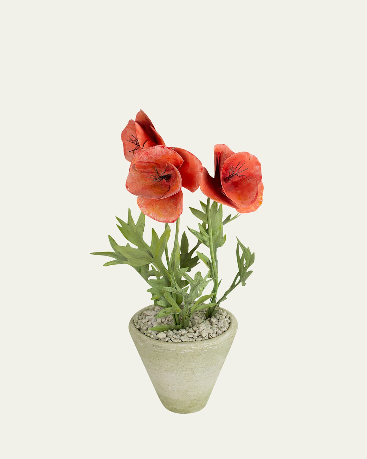 Tommy Mitchell Poppy August Birth Flower In White Terracotta Pot In Coral Red