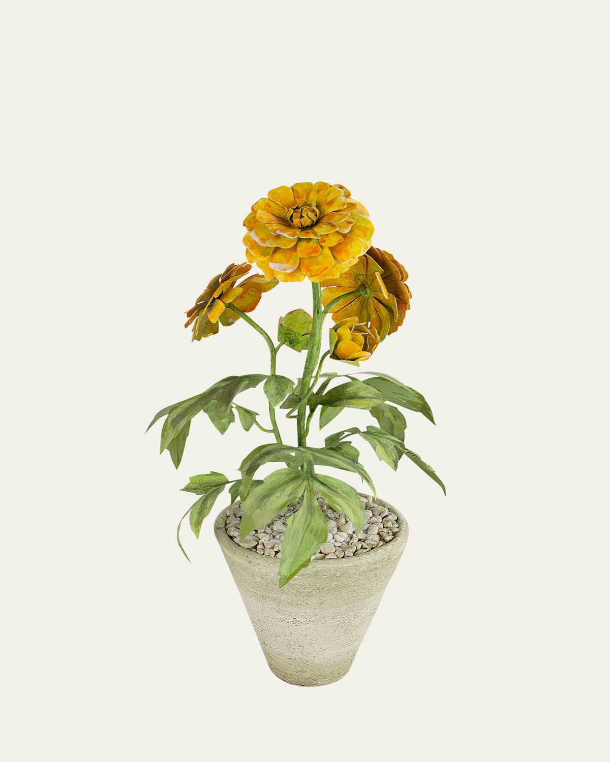 Tommy Mitchell Marigold October Birth Flower In White Terracotta Pot In Orange