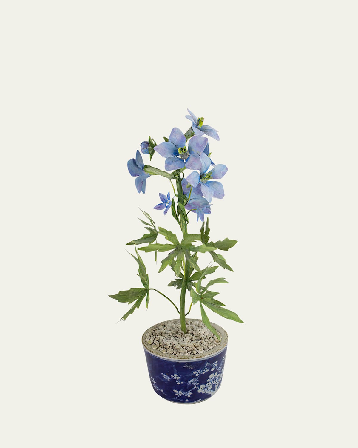 Tommy Mitchell Delphinium July Birth Flower In Ceramic Pot In Blue