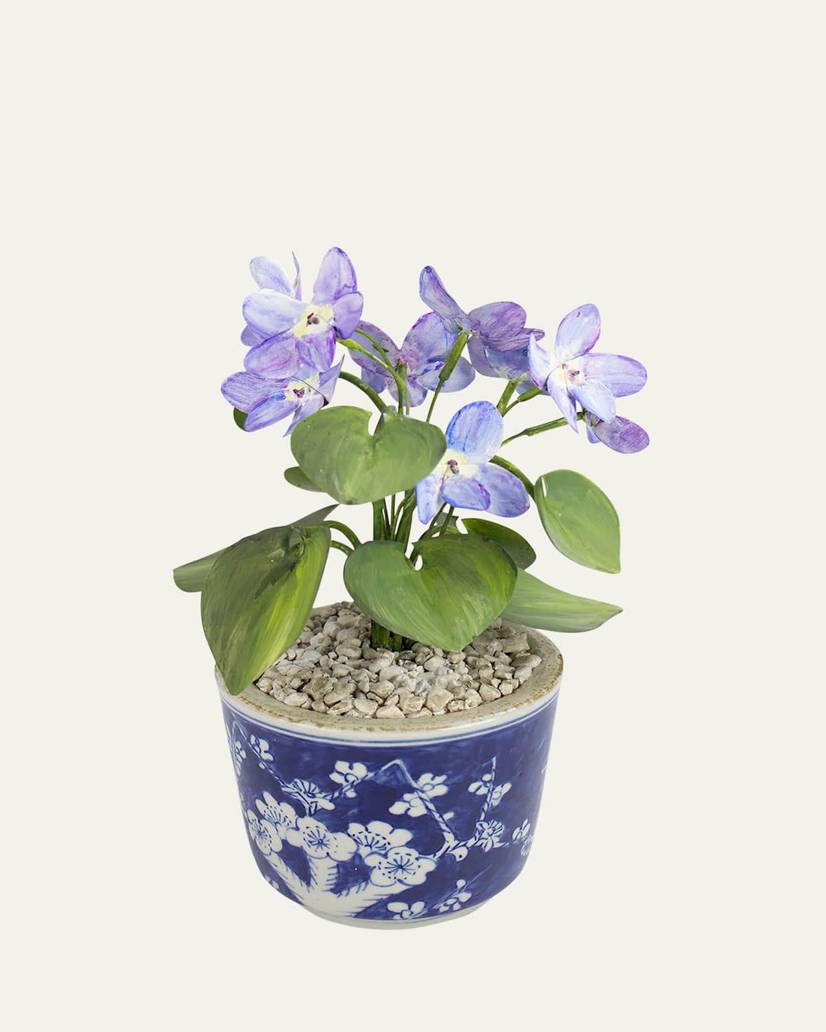 Tommy Mitchell Violet February Birth Flower In Ceramic Pot In Blue/white