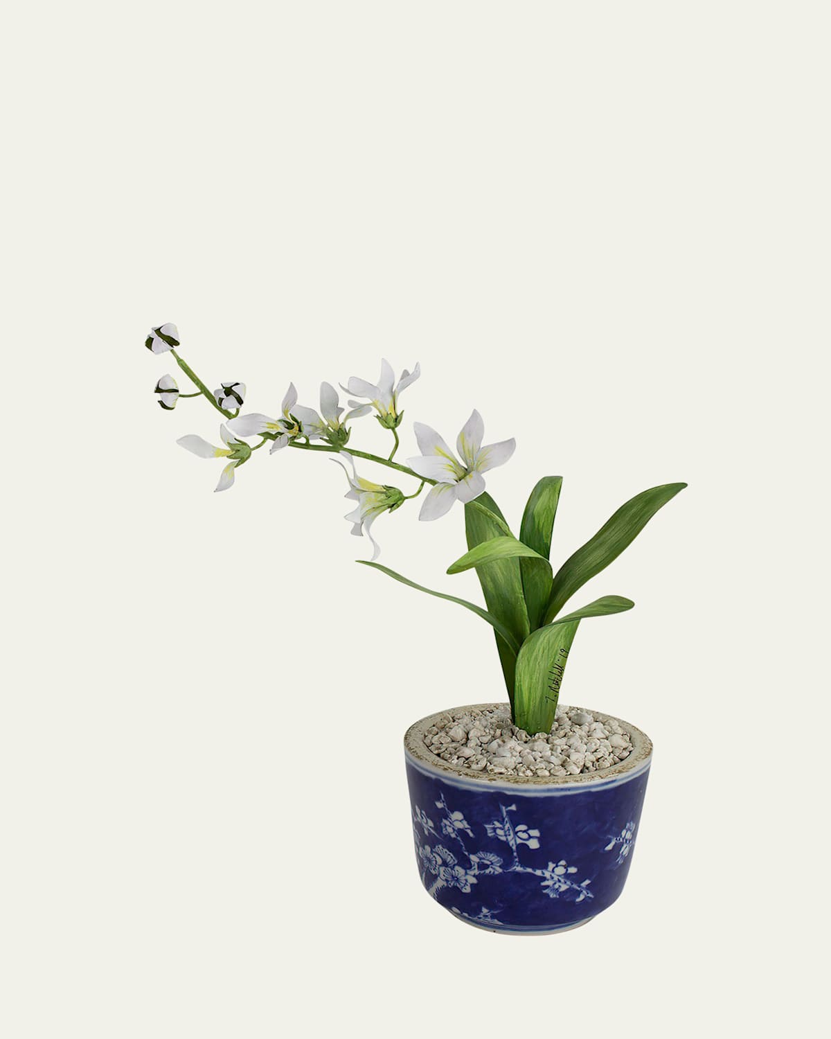 Tommy Mitchell Freesia March Birth Flower In Ceramic Pot In Soft Yellow