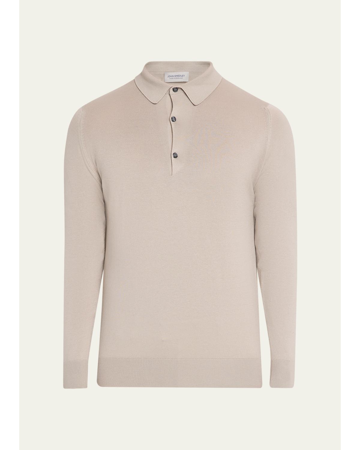 Men'S Solid Long-Sleeve Polo Shirt
