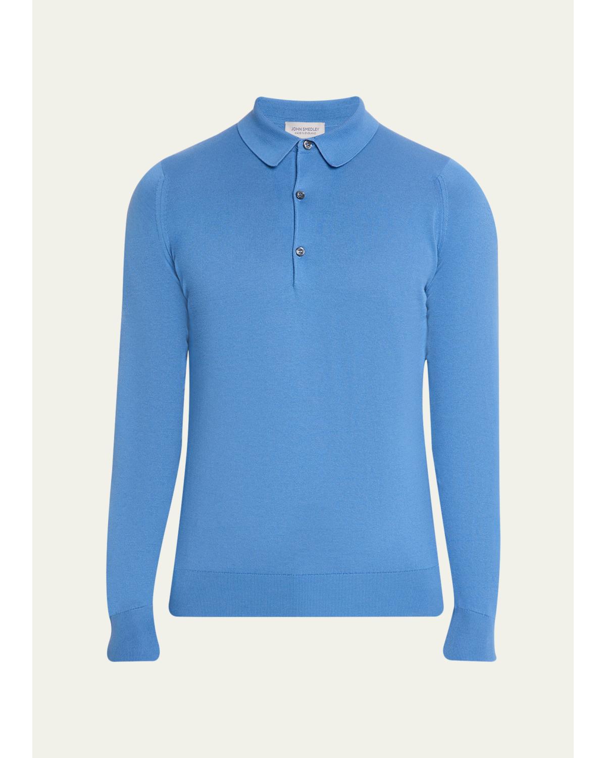 Men'S Solid Long-Sleeve Polo Shirt