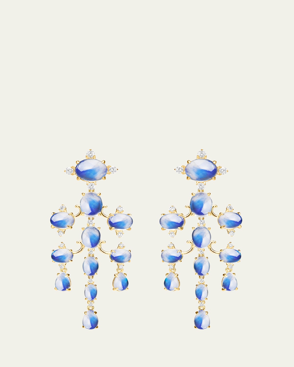 Tiered Moonstone and Diamond Chandelier Earrings