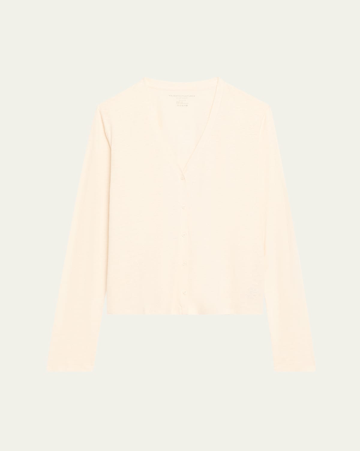 Majestic V-neck Button-down Long-sleeve Stretch-linen Cardigan