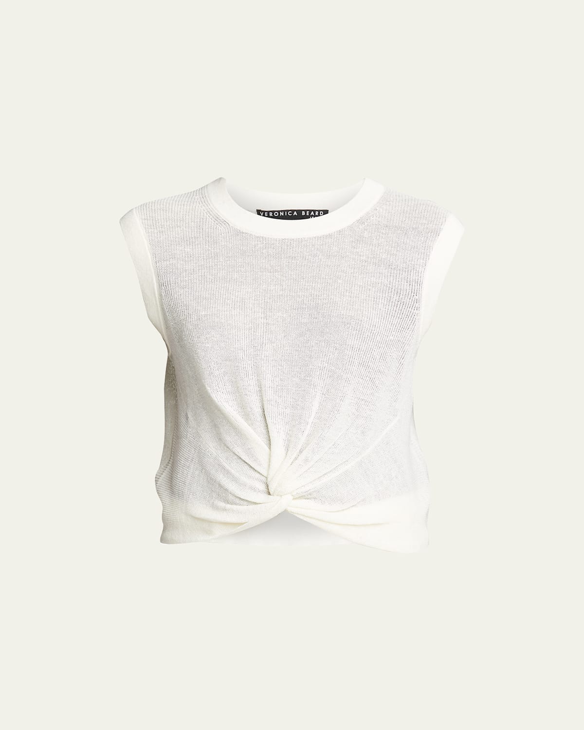 Kellen Crewneck Cap-Sleeve Twist-Front Sweater