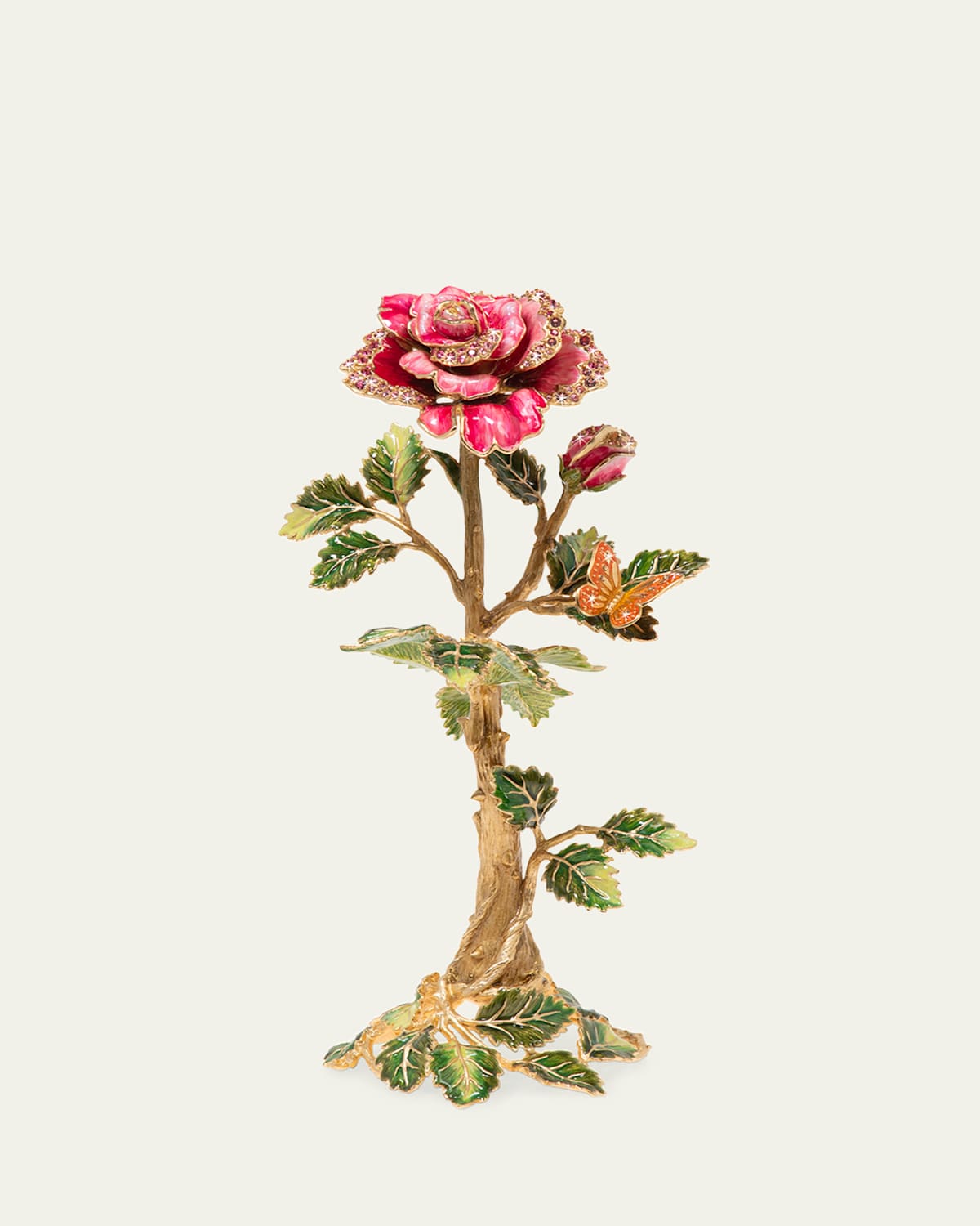 Jay Strongwater Enamel Crystal Rose In Multi