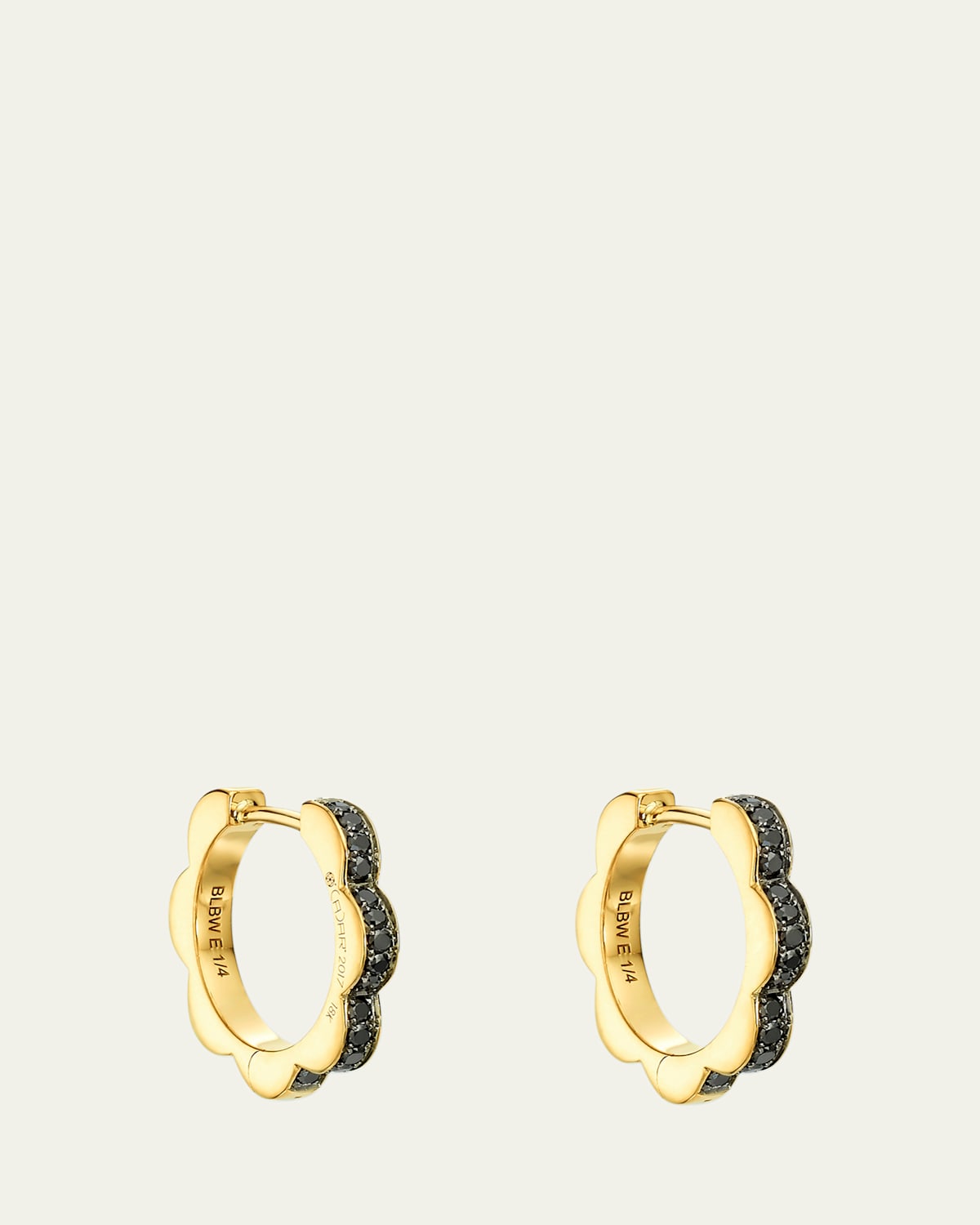 Black and White Diamond Triplet Hoop Earrings, Small