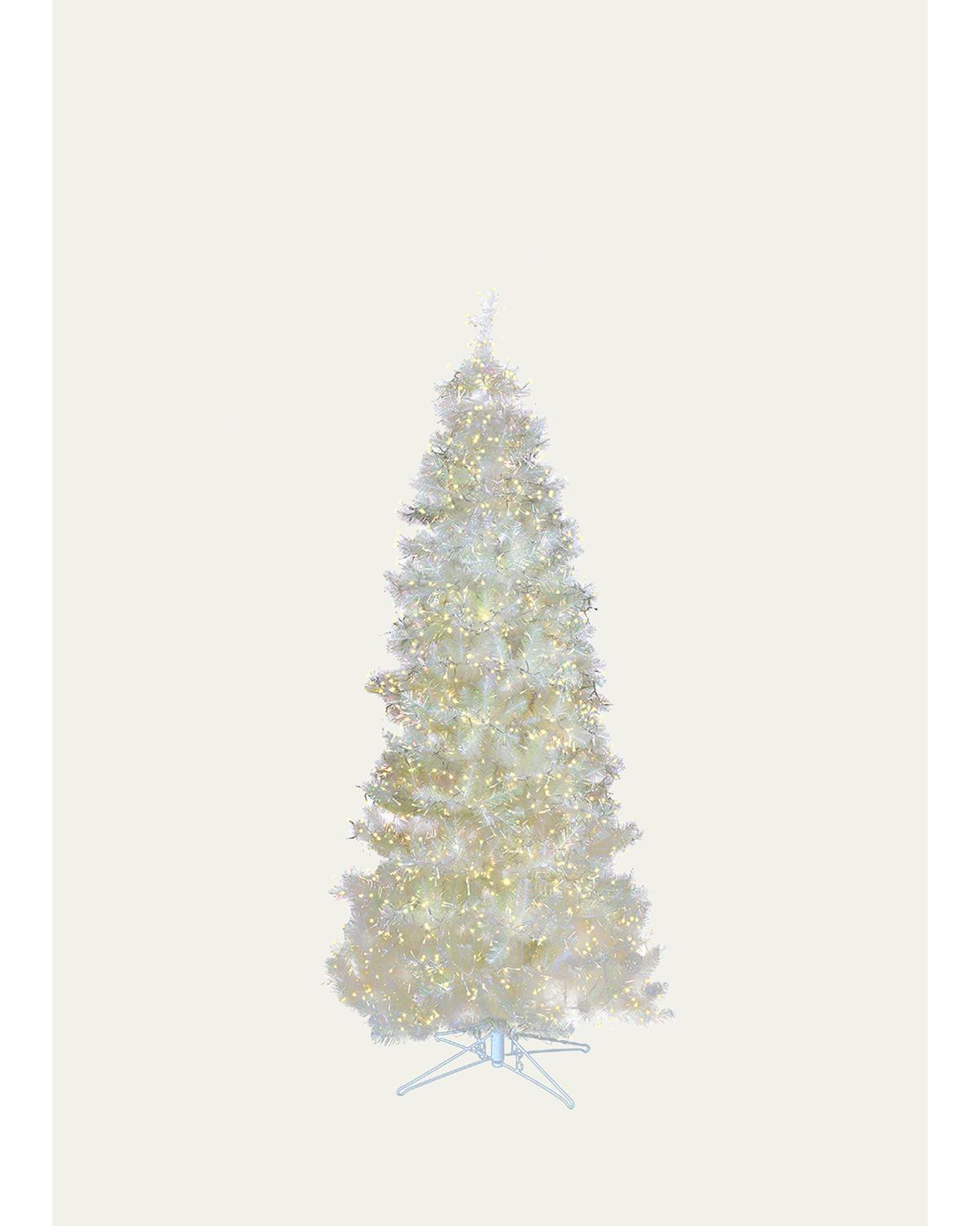 Barcana 9' White Iridescent Tree With Led Lights