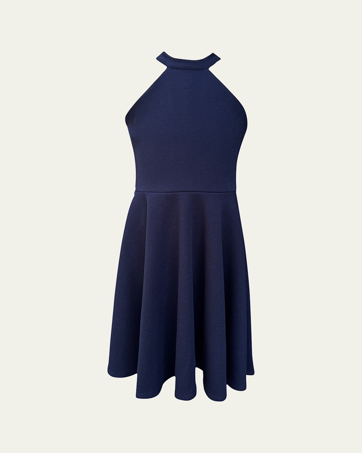 Un Deux Trois Kids' Girl's Halter Keyhole-back Dress In Navy