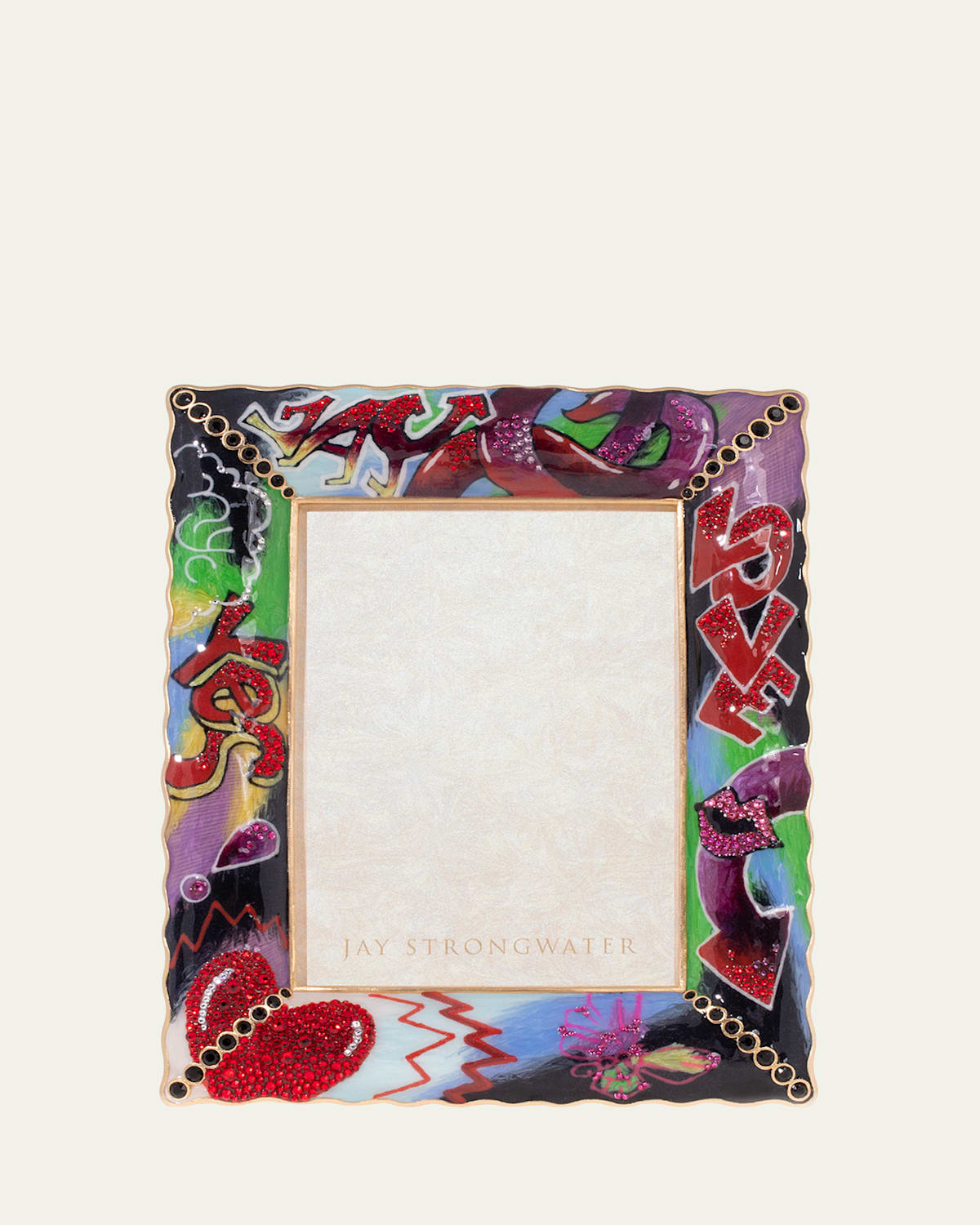 Jay Strongwater Clifton Ruffle Edge Graffiti Frame In Rainbow