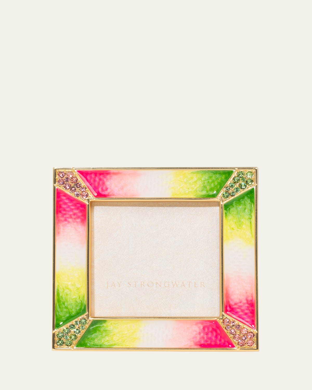 Jay Strongwater Pave Corner Picture Frame, 2" In Pink/grn