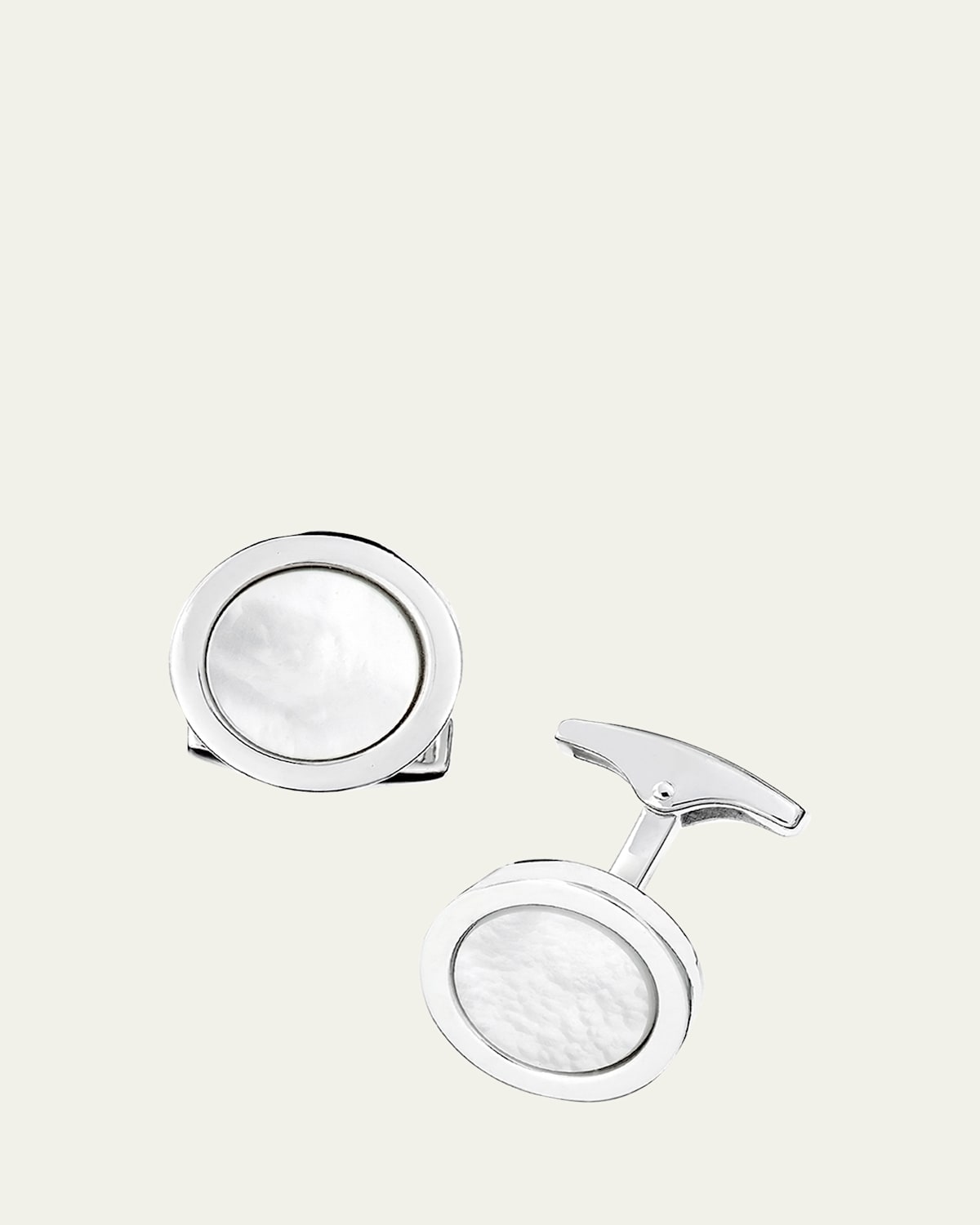 Men's 925 Round Mother-of-Pearl Cufflinks