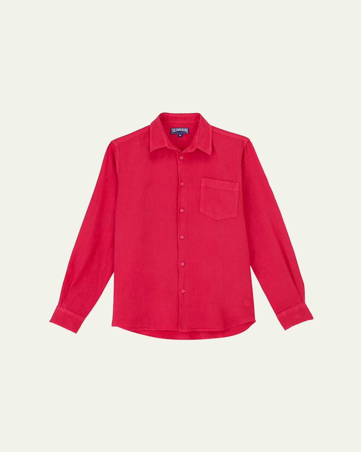 Vilebrequin Linen Solid Classic Fit Shirt In Jasberry