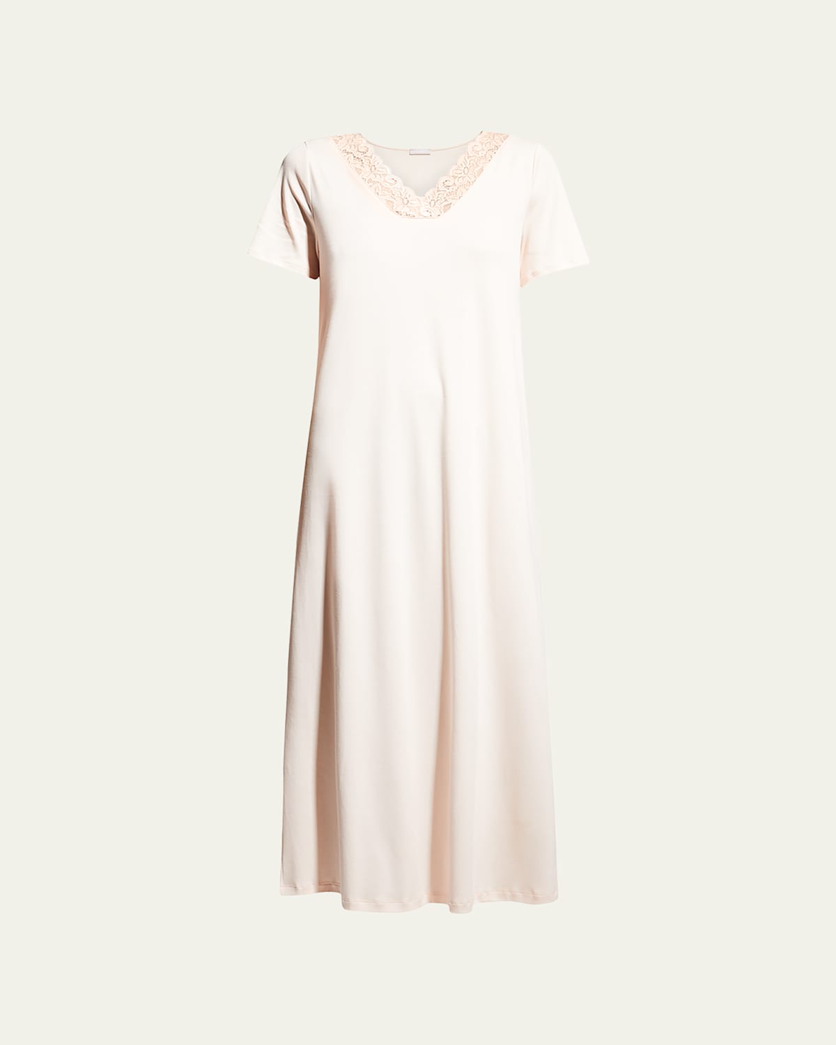 Hanro Moments Short-sleeve Long Nightgown In Black