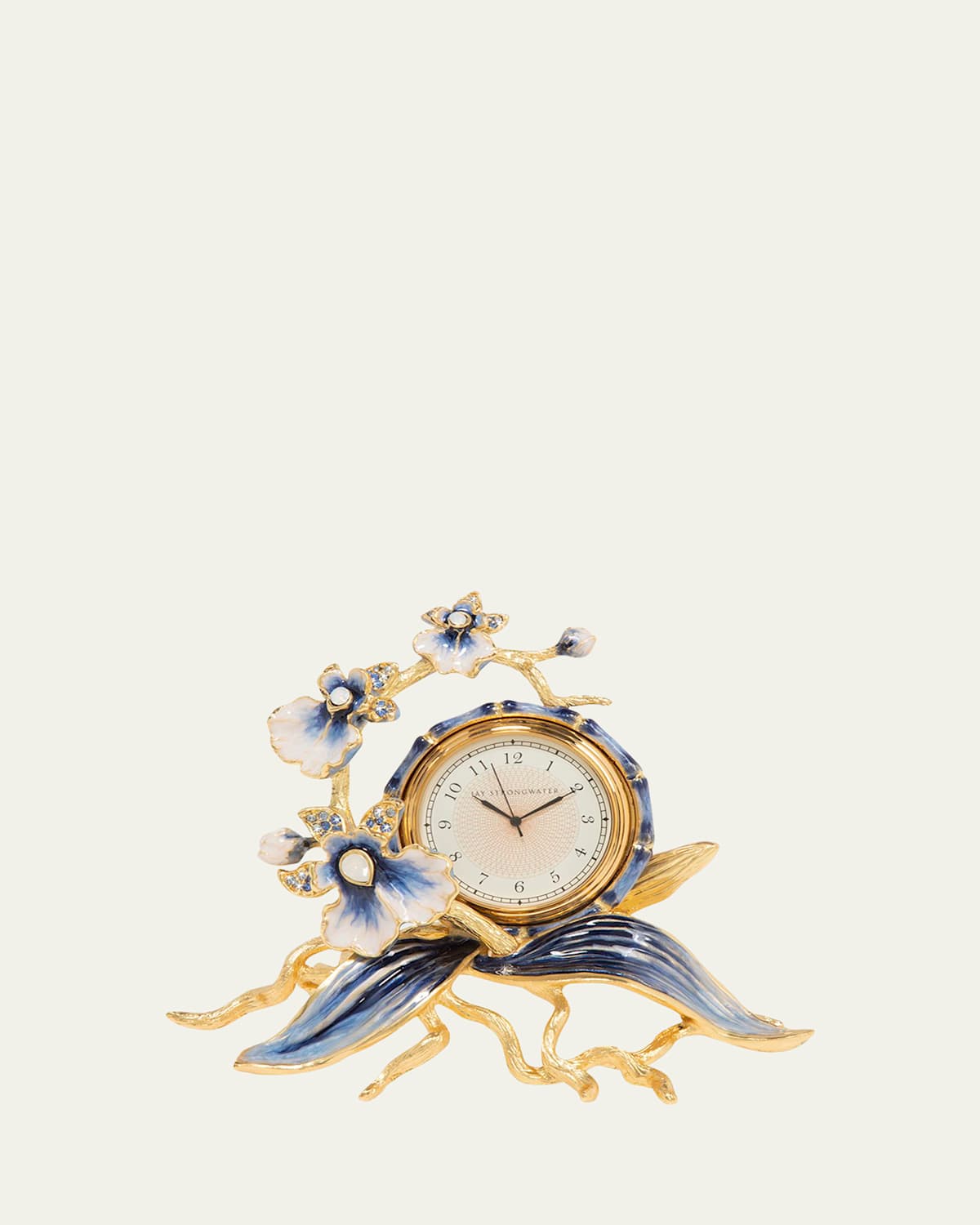 Jay Strongwater Orchid Clock - Delft Garden In Blue