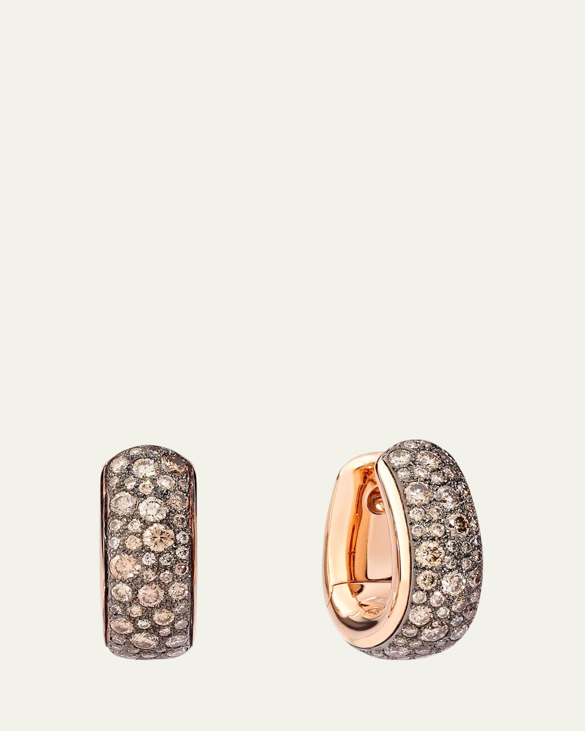 Iconica 18k Rose Gold Brown Diamond Huggie Earrings