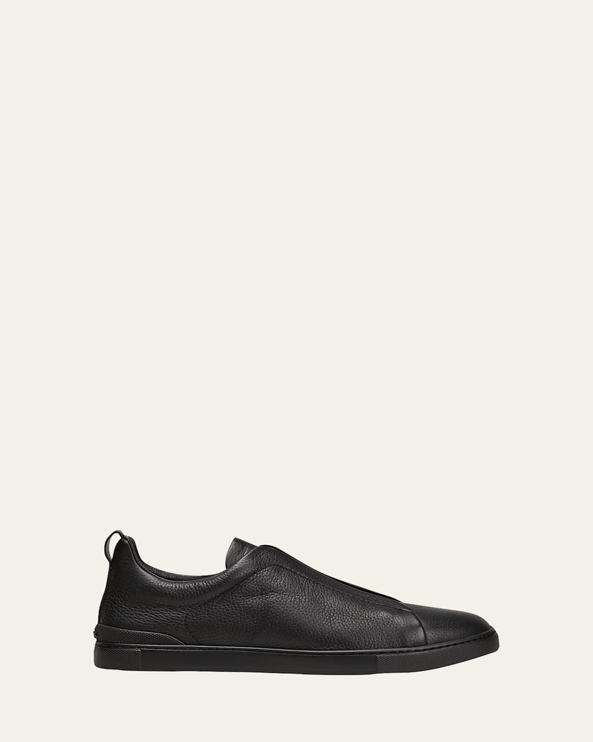 Ermenegildo Zegna Black Triple Stitch Leather Sneakers In Black