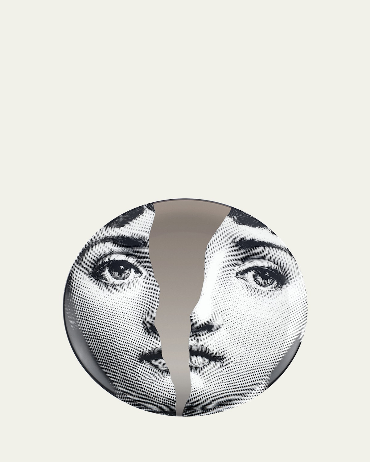 Fornasetti Tema E Variazioni N. 10 Broken Face Platinum Wall Plate In Black Pattern