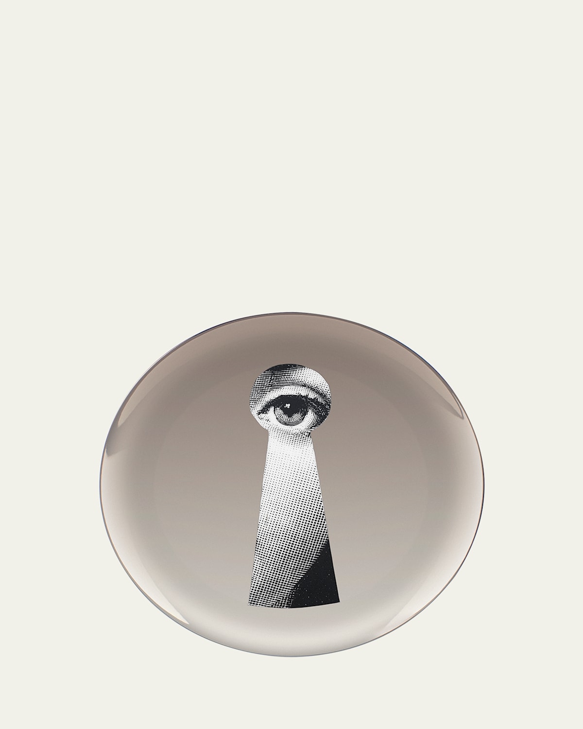 Fornasetti Tema E Variazioni N. 14 Keyhole Platinum Wall Plate In Black Pattern