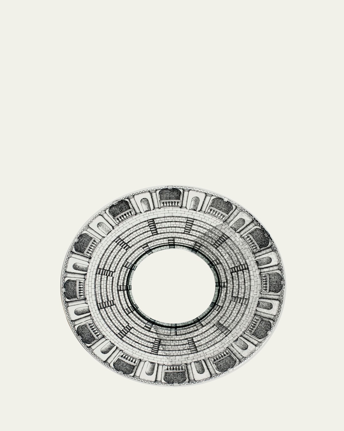 Fornasetti Architettura Convex Mirror In Black/white