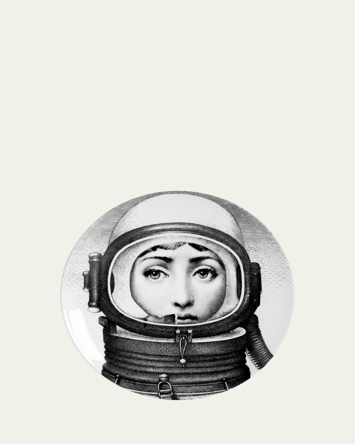 Fornasetti Tema E Variazioni N. 181 Astronaut Wall Plate In Black/white