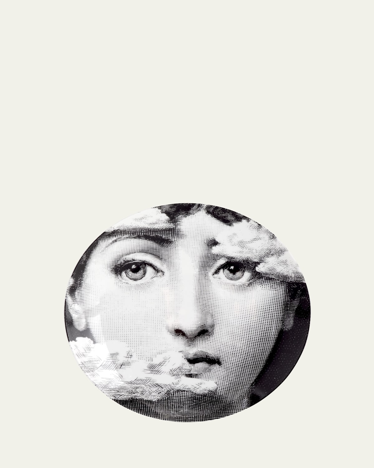 Fornasetti Tema E Variazioni N. 139 Cloudy Face Wall Plate In Black/white