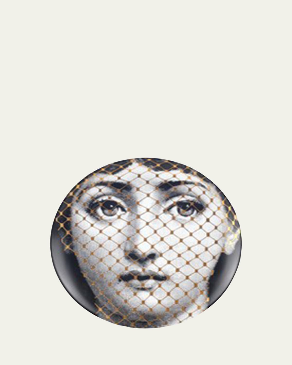 Fornasetti Tema E Variazioni N. 78 Gold Burlesque Wall Plate In White