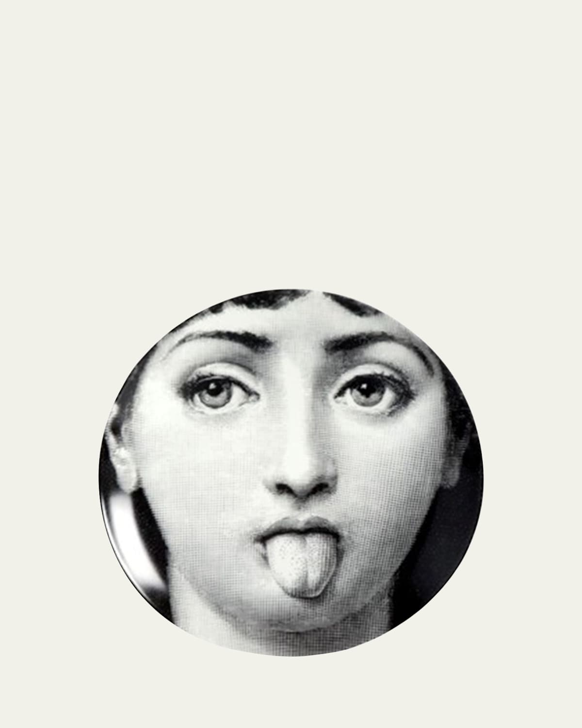 Fornasetti Tema E Variazioni N. 82 Tongue Out Wall Plate In Black/white
