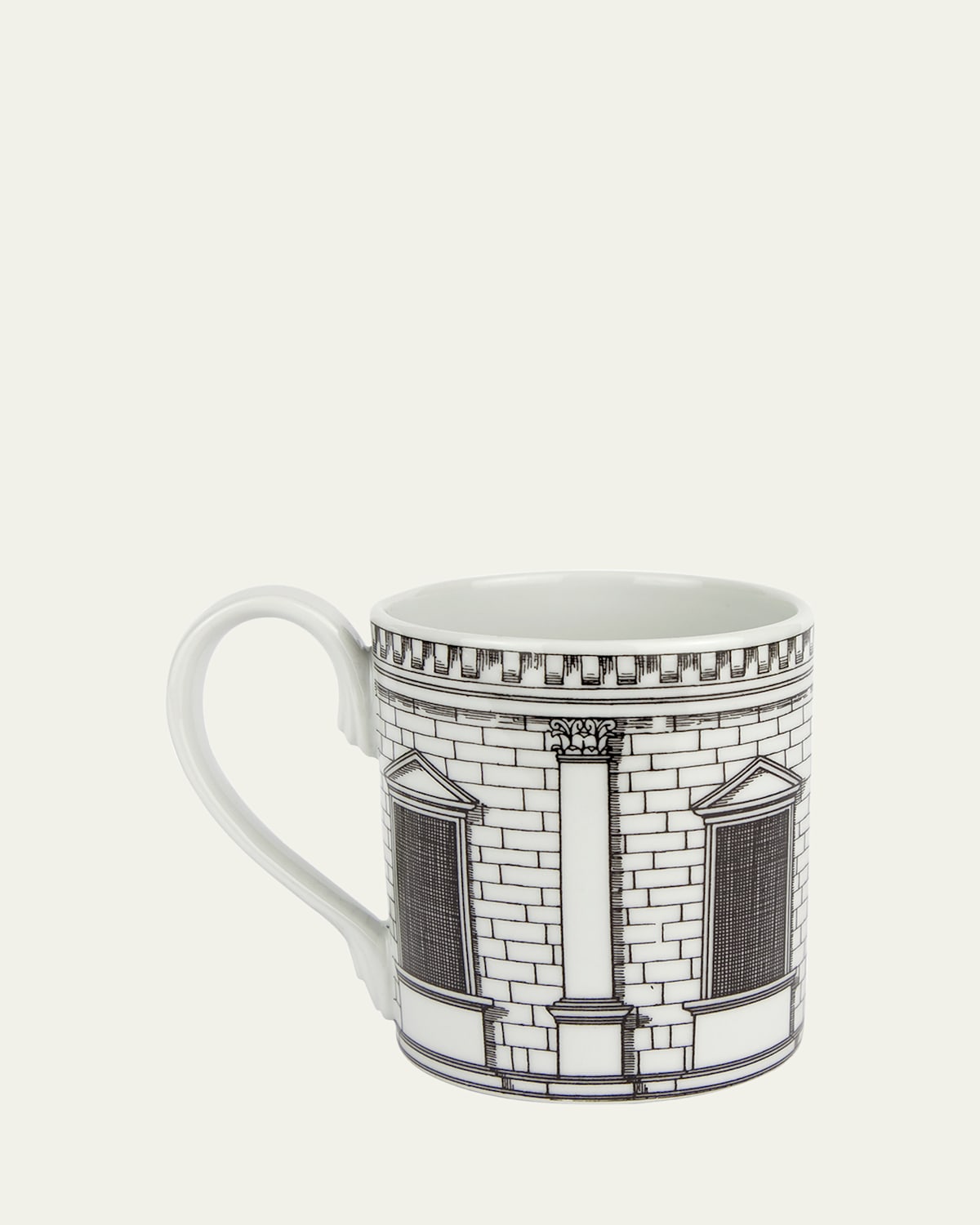 Fornasetti Mug Architettura In White/black
