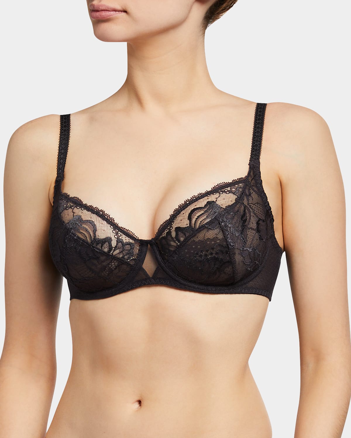 Simone Perele Promesse Full Cup Lace Underwire Bra In Gray