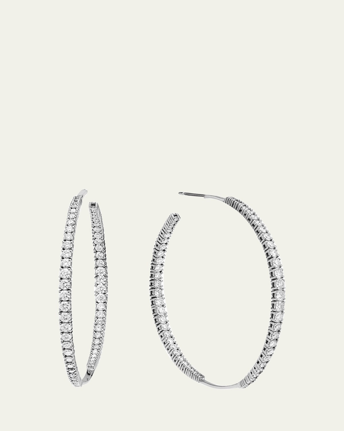 Flawless Diamond Teardrop Hoop Earrings, 35mm