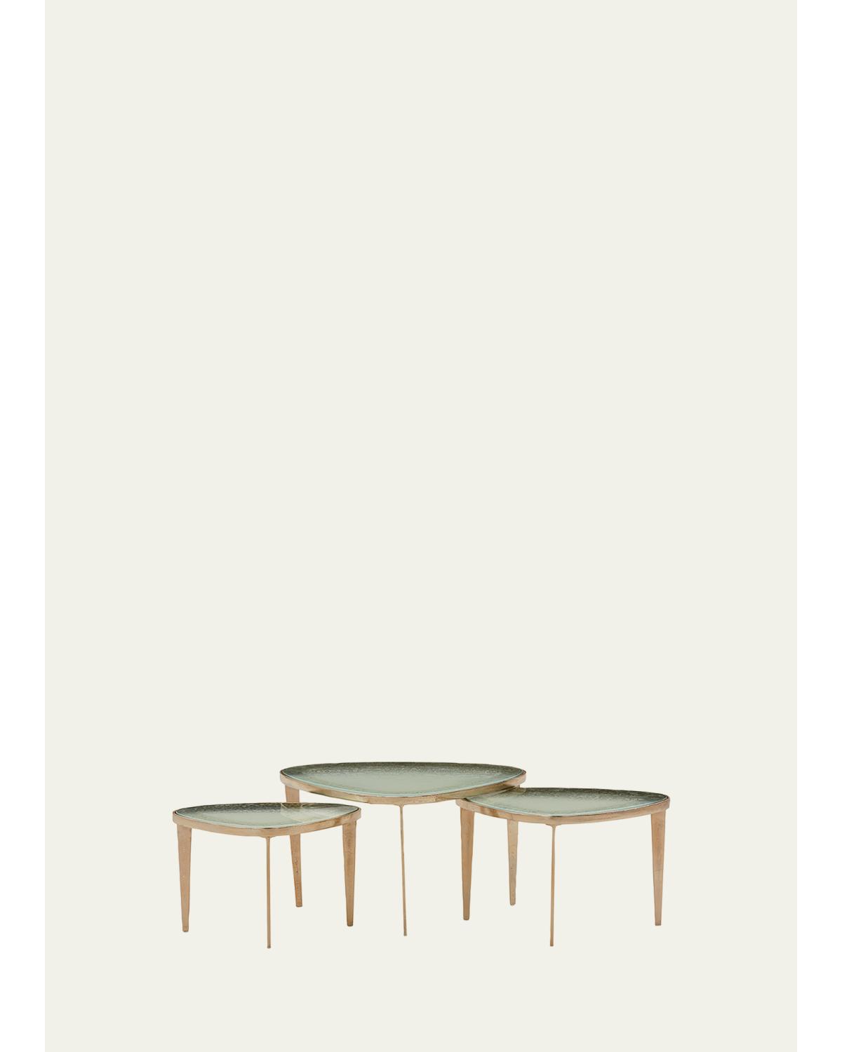 Glass Grey Sky Champagne Brass End Table