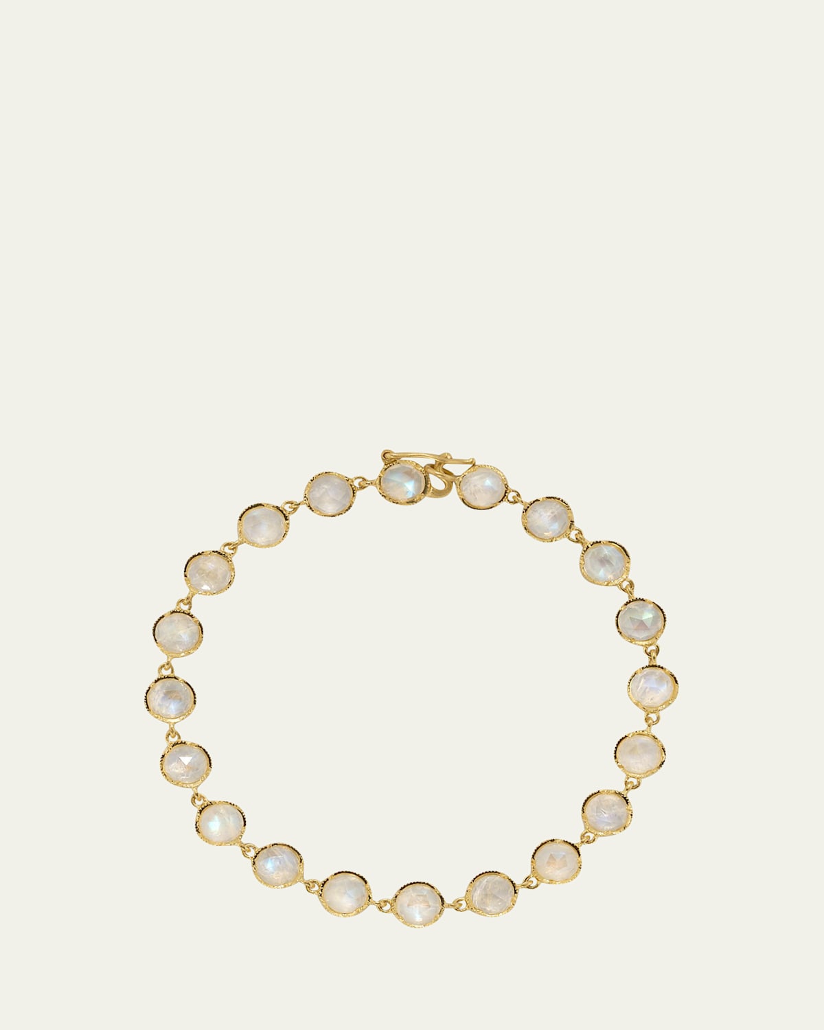 18k Yellow Gold Moonstone Bracelet, 7"L