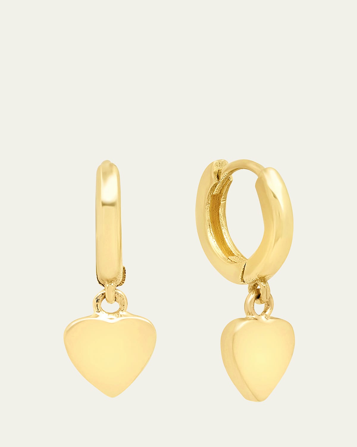 18K Mini Huggie Heart-Drop Earrings