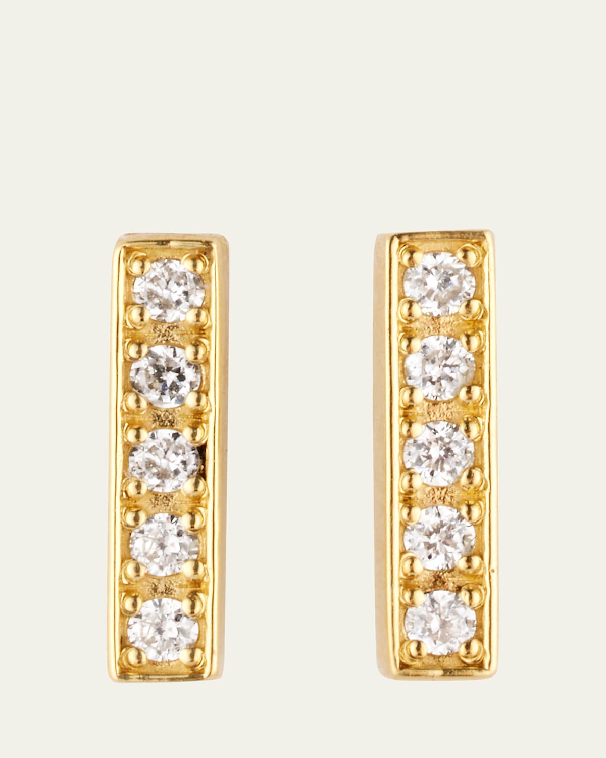 Diamond Bar Stud Earrings in 18K Yellow Gold