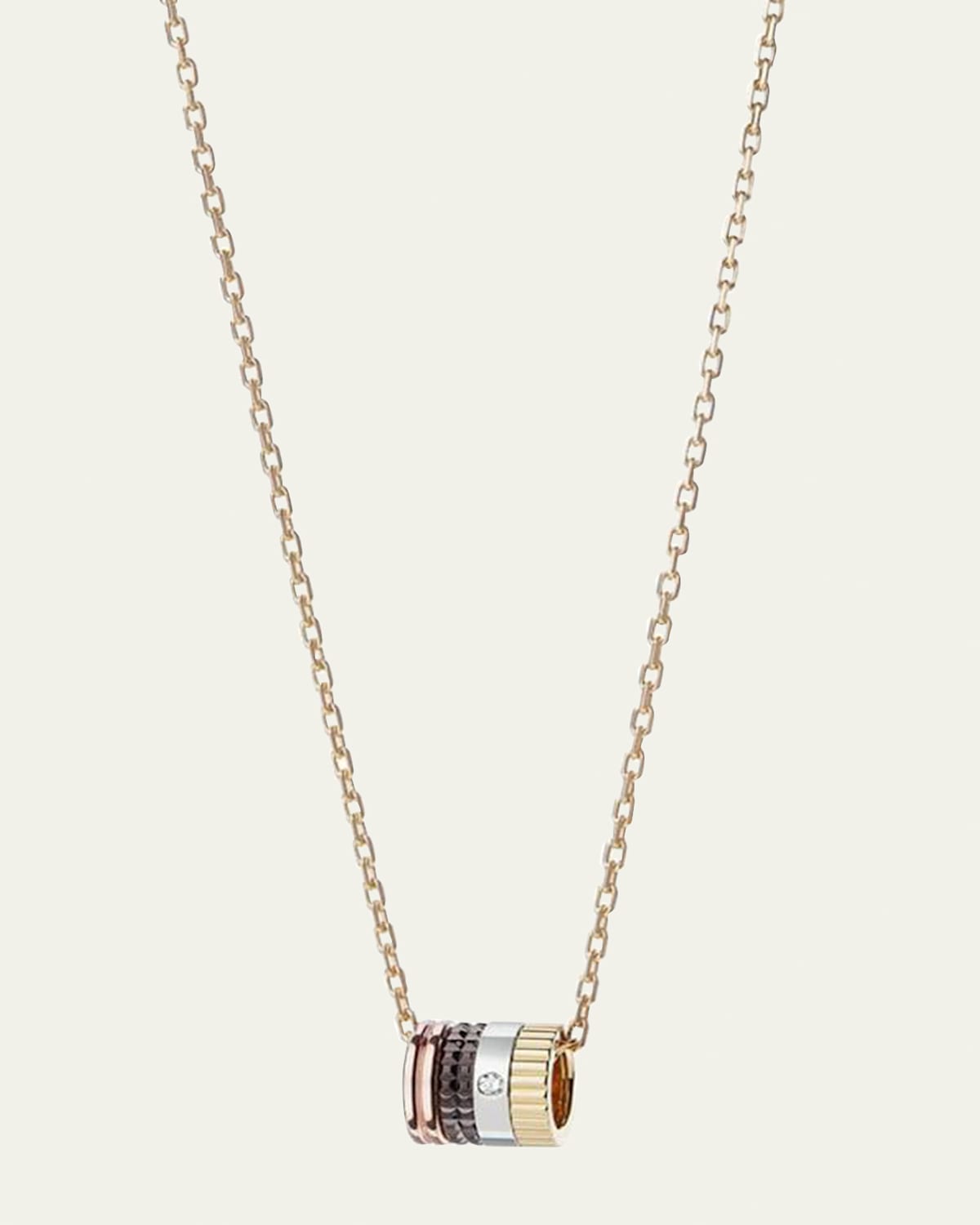 Quatre Mini Ring Pendant Necklace with Diamond and Brown PVD