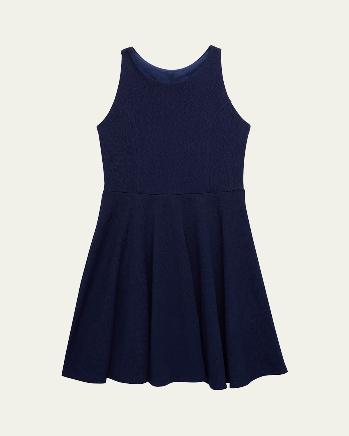 Un Deux Trois Kids' Textured Racerback Fit & Flare Dress In Navy