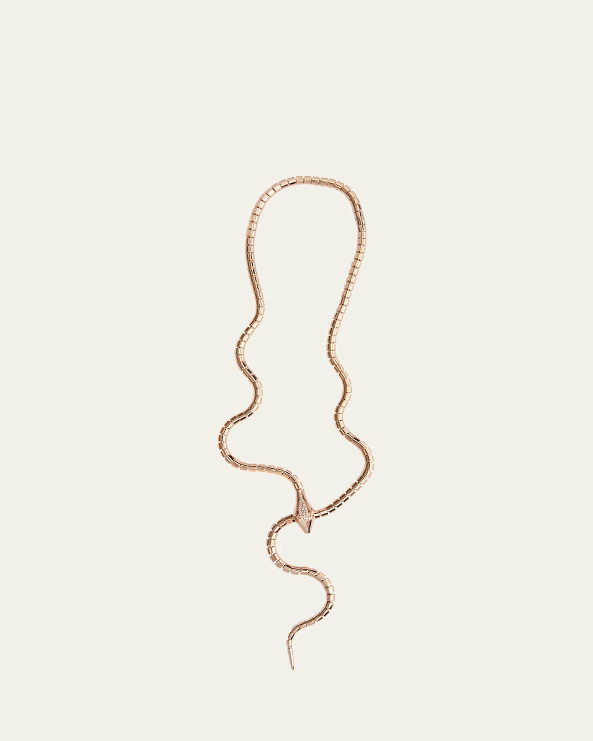 18K Yellow Gold Wrap Around Snake Lariat Necklace with Diamonds, 0.34 tcw, 24"L