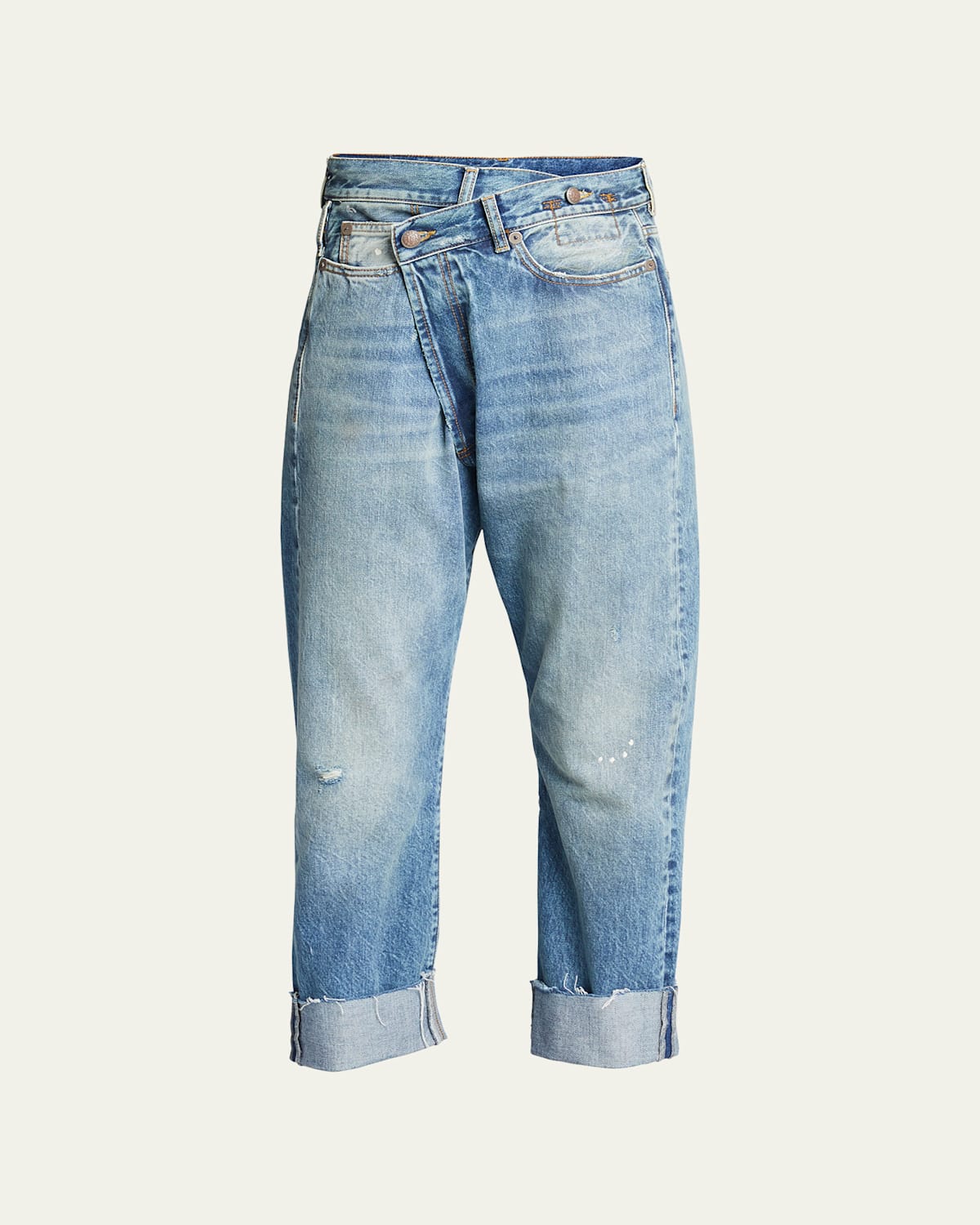 R13 Crossover Cropped Jeans In Blue