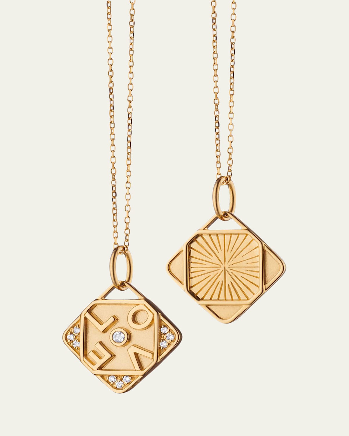 18K Yellow Gold Mini Love Charm Necklace with Diamonds