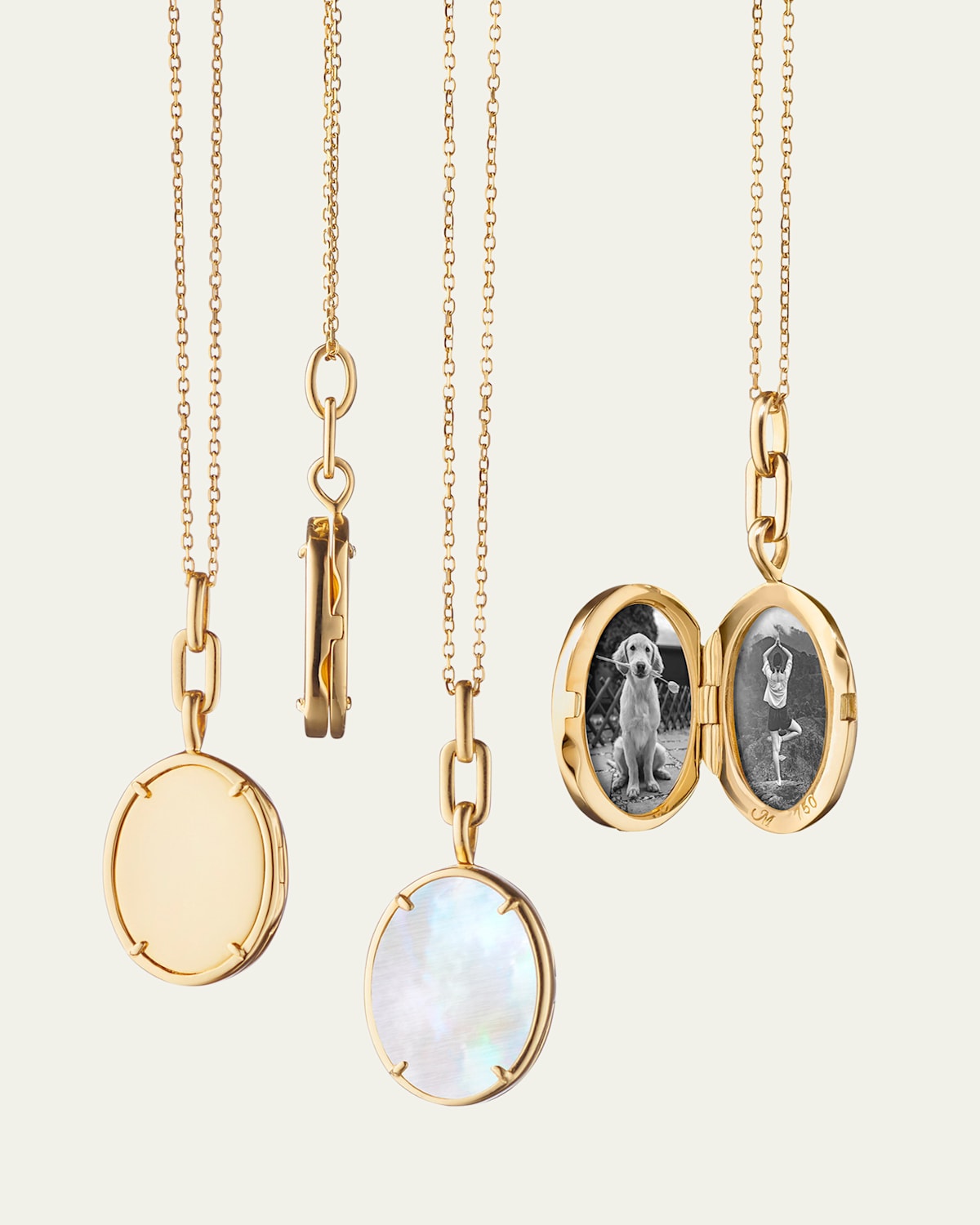 Monica Rich Kosann "Elle" Stone Slim 18K Yellow Gold Locket Necklace