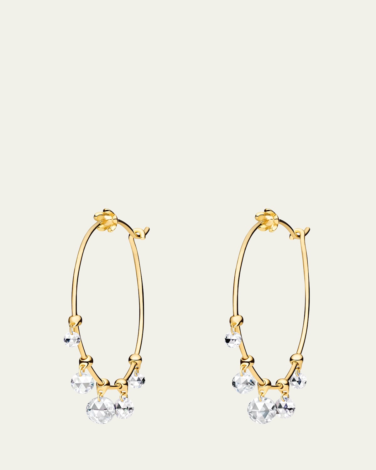 28mm Windchime Wire Hoop Earrings with Rose-Cut Diamonds