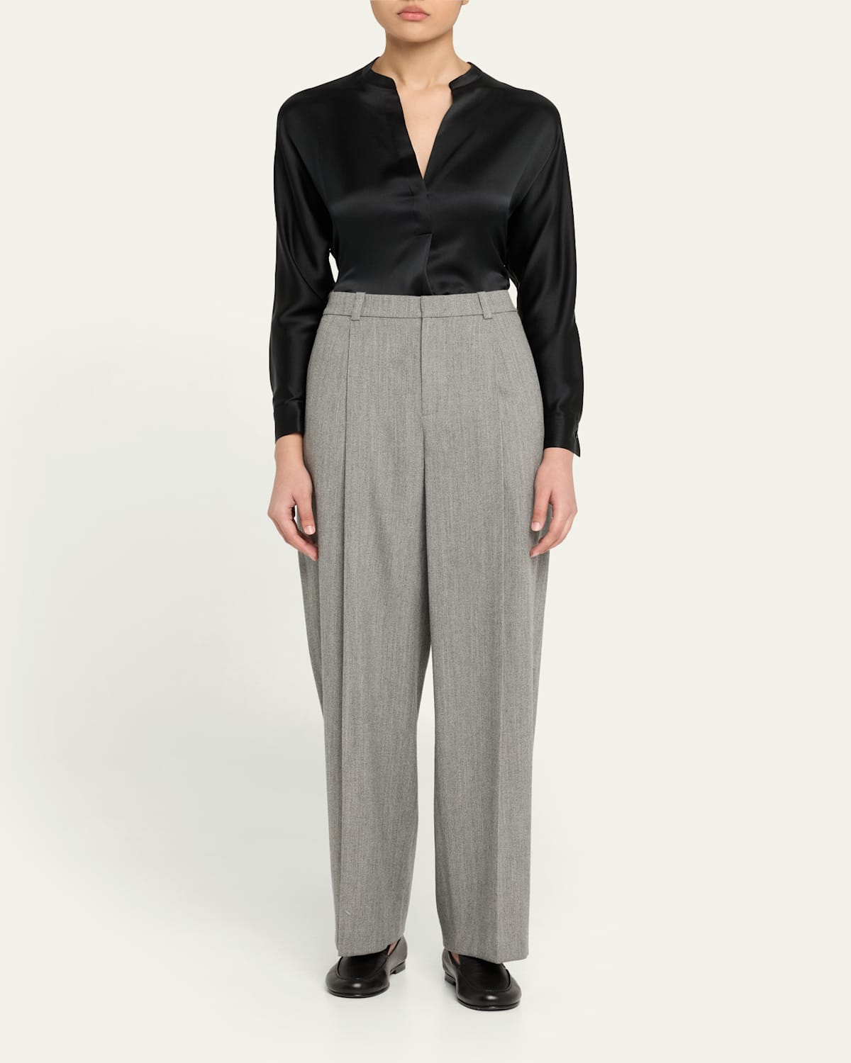 Silk Band-Collar Blouse