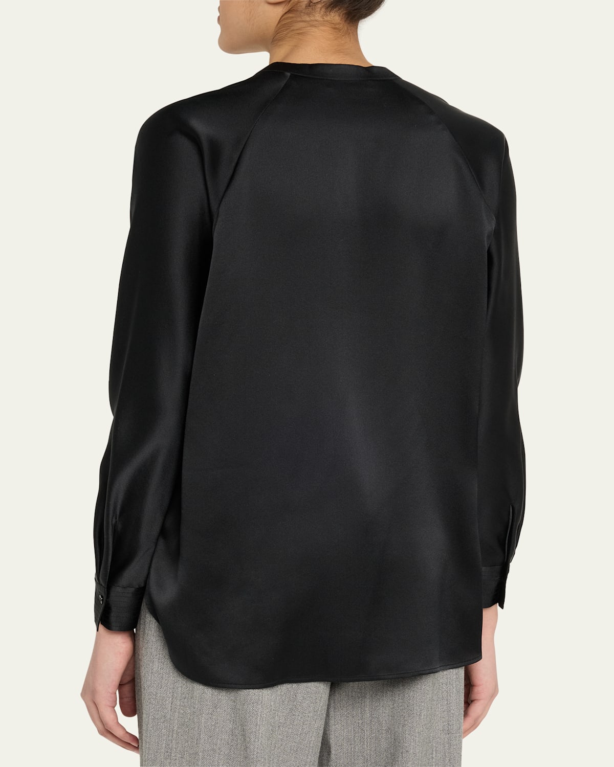 Silk Band-Collar Blouse