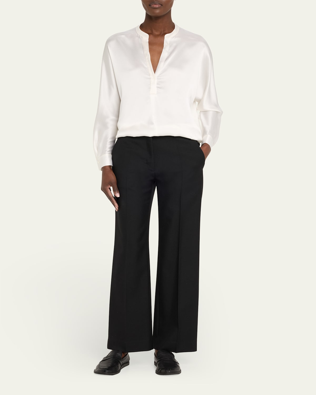 Silk Band-Collar Blouse