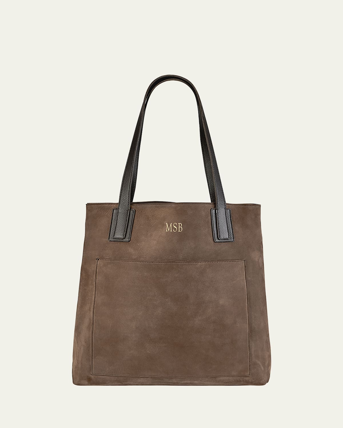 Graphic Image Metro Nubuck Leather Tote Bag, Personalized In Brown