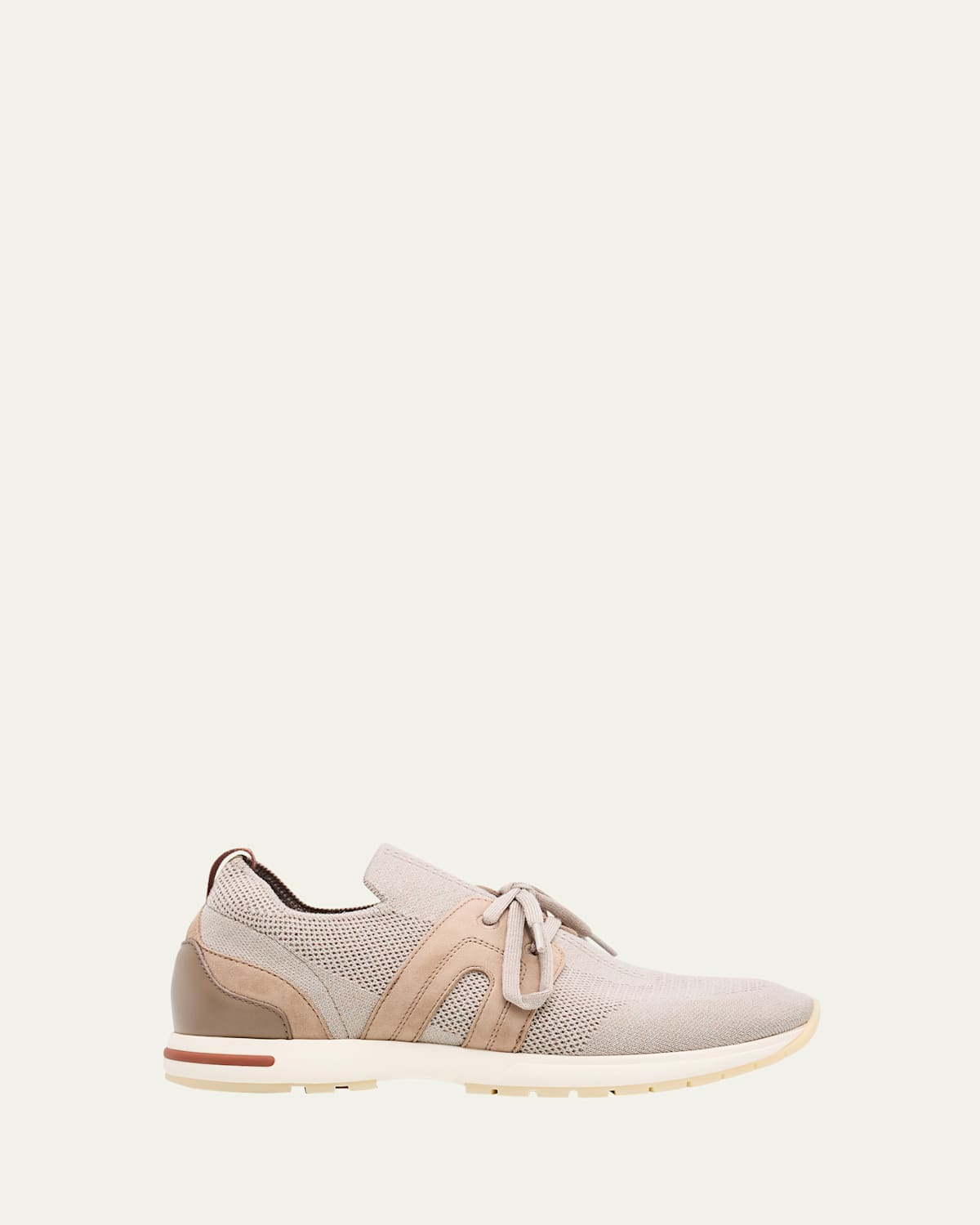 Loro Piana Knit Lace-up Runner Sneakers In Gray