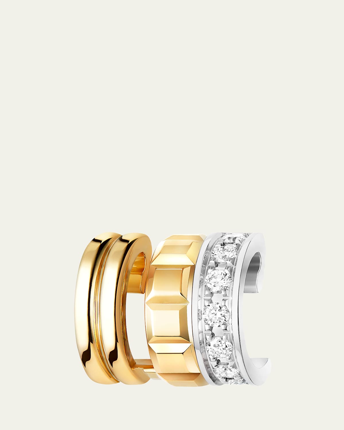 Two-Tone 18k Quatre Diamond Clip Earring